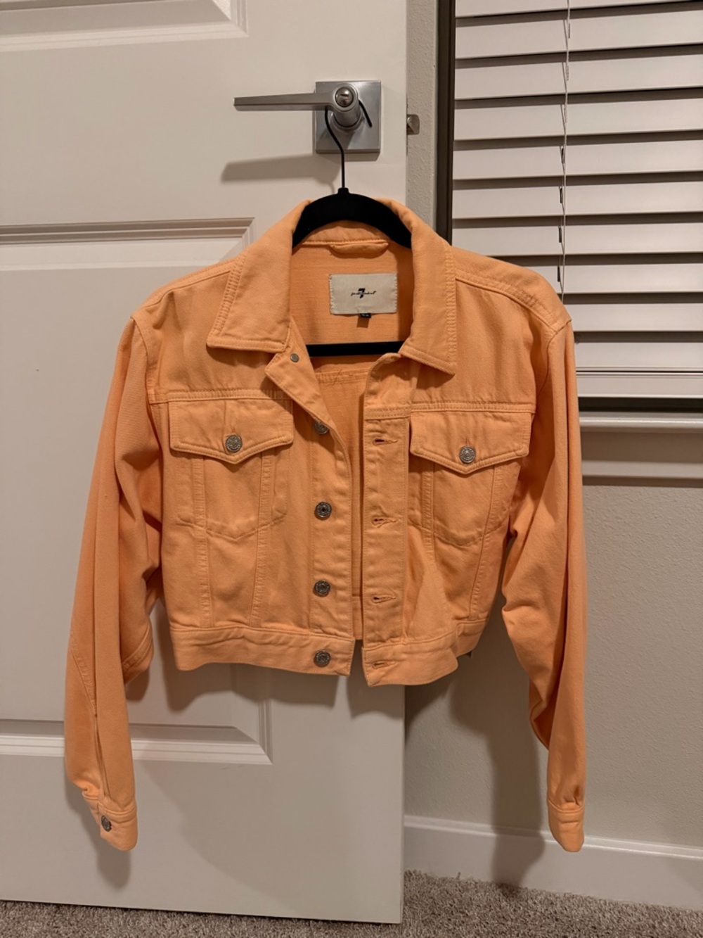 7 For All Mankind Peach Cropped Denim Jacket